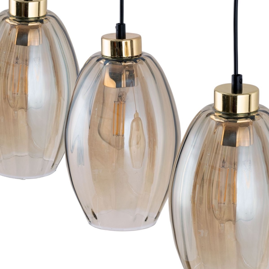 Lustr na lanku SEBO 1xE27/15W/230V černá/kouřová béžová