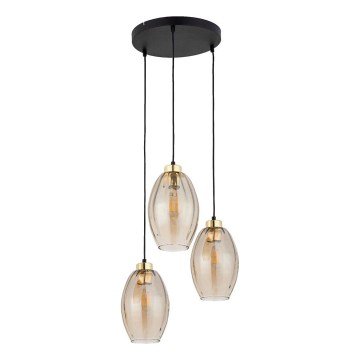 Lustr na lanku SEBO 3xE27/15W/230V černá/kouřová béžová