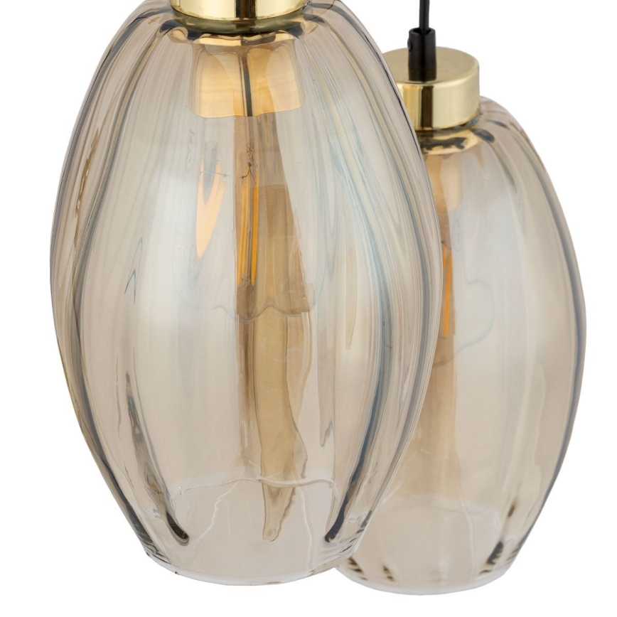 Lustr na lanku SEBO 3xE27/15W/230V černá/kouřová béžová