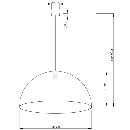 Lustr na lanku SFERA 1xE27/60W/230V pr. 35 cm bílá/měděná