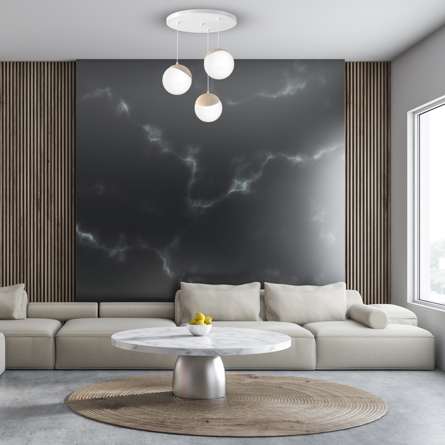 Lustr na lanku SFERA WOOD 3xE14/40W/230V