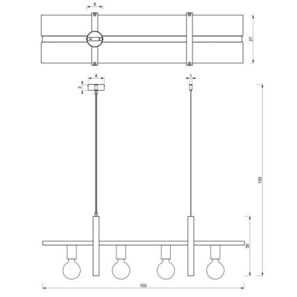 Lustr na lanku SHELF 4xE27/60W/230V