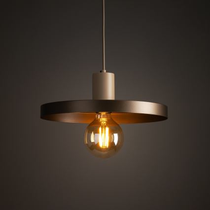 Lustr na lanku SILA 1xE27/15W/230V pr. 30 cm hnědá/béžová