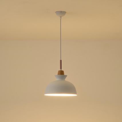 Lustr na lanku SIMPLO 1xE27/15W/230V bílá pr. 28 cm