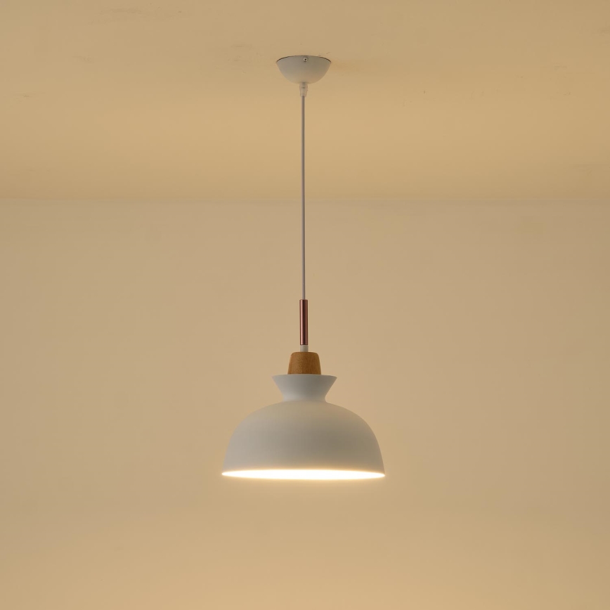 Lustr na lanku SIMPLO 1xE27/15W/230V bílá pr. 28 cm