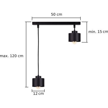 Lustr na lanku SIMPLY BLACK 2xE27/60W/230V