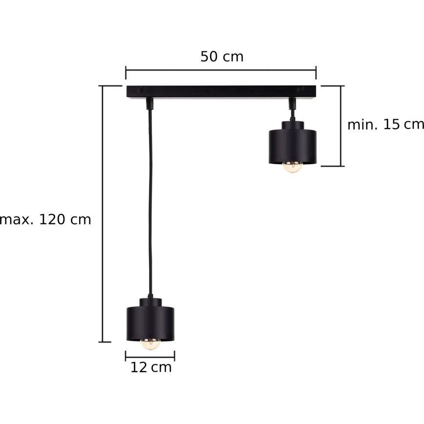 Lustr na lanku SIMPLY BLACK 2xE27/60W/230V