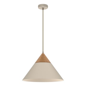 Lustr na lanku SINGLE 1xE27/15W/230V béžová/buk