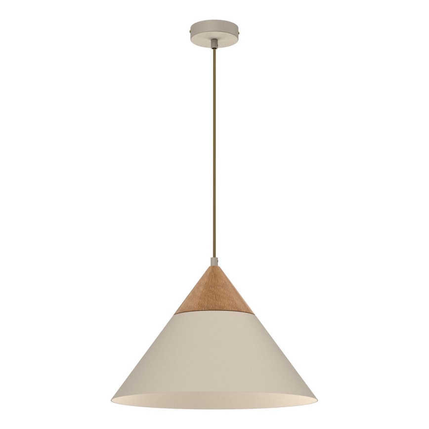 Lustr na lanku SINGLE 1xE27/15W/230V béžová/buk