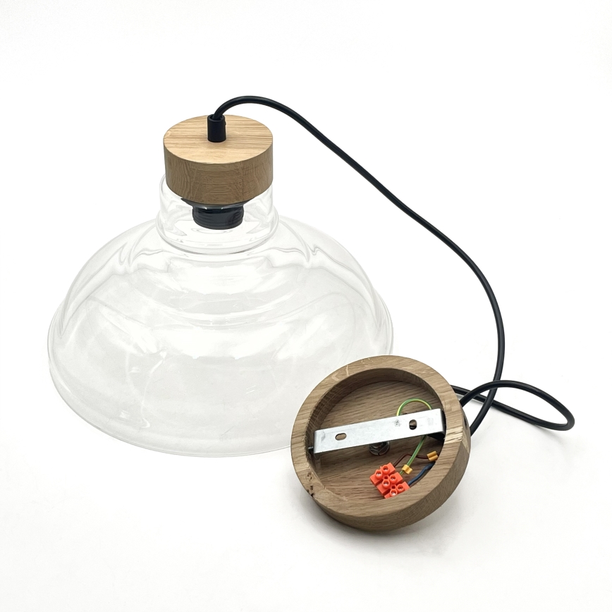 Lustr na lanku SINGLE 1xE27/60W/230V pr. 28 cm dub