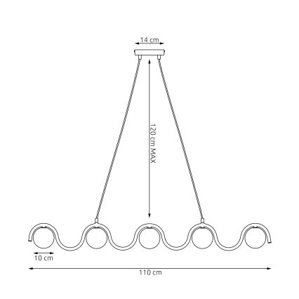 Lustr na lanku SINUS 5xG9/8W/230V bílá