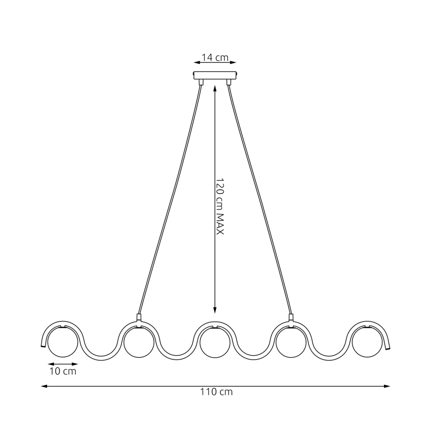 Lustr na lanku SINUS 5xG9/8W/230V černá