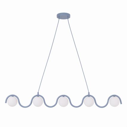 Lustr na lanku SINUS 5xG9/8W/230V modrá