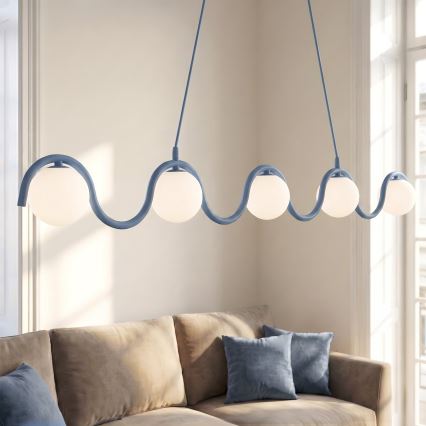 Lustr na lanku SINUS 5xG9/8W/230V modrá