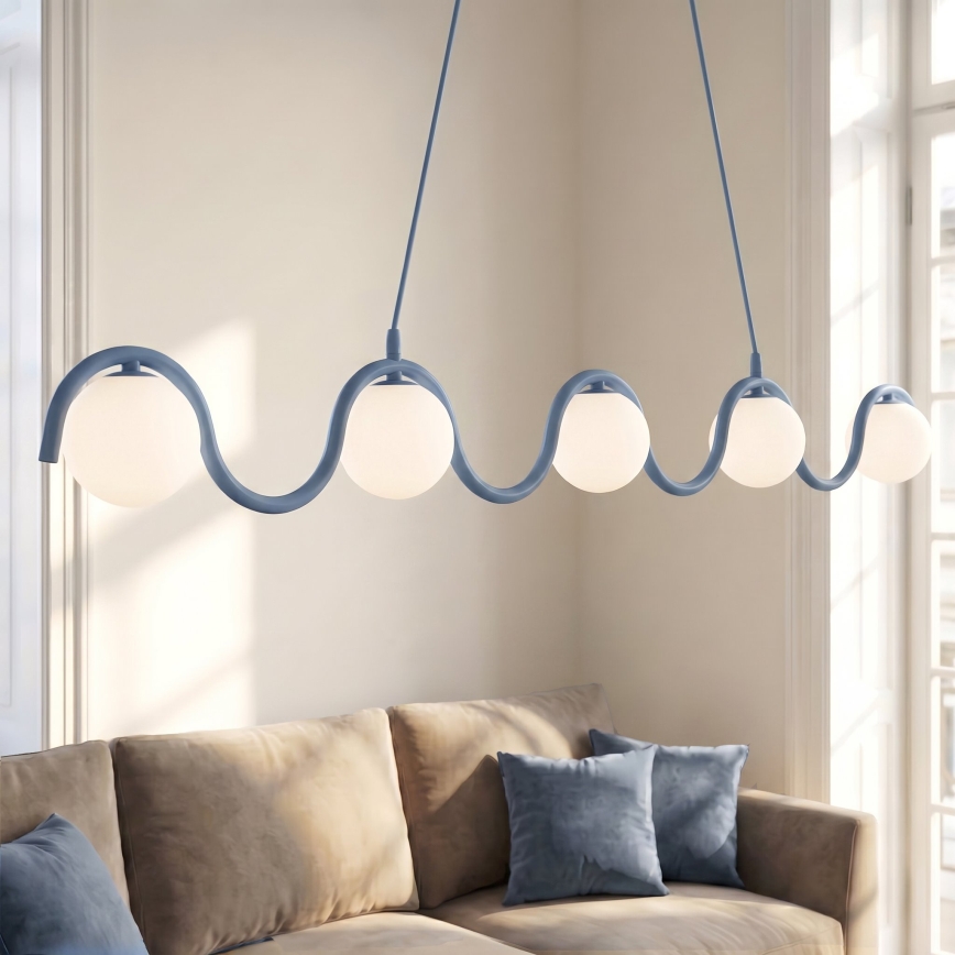 Lustr na lanku SINUS 5xG9/8W/230V modrá