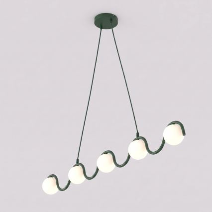 Lustr na lanku SINUS 5xG9/8W/230V zelená
