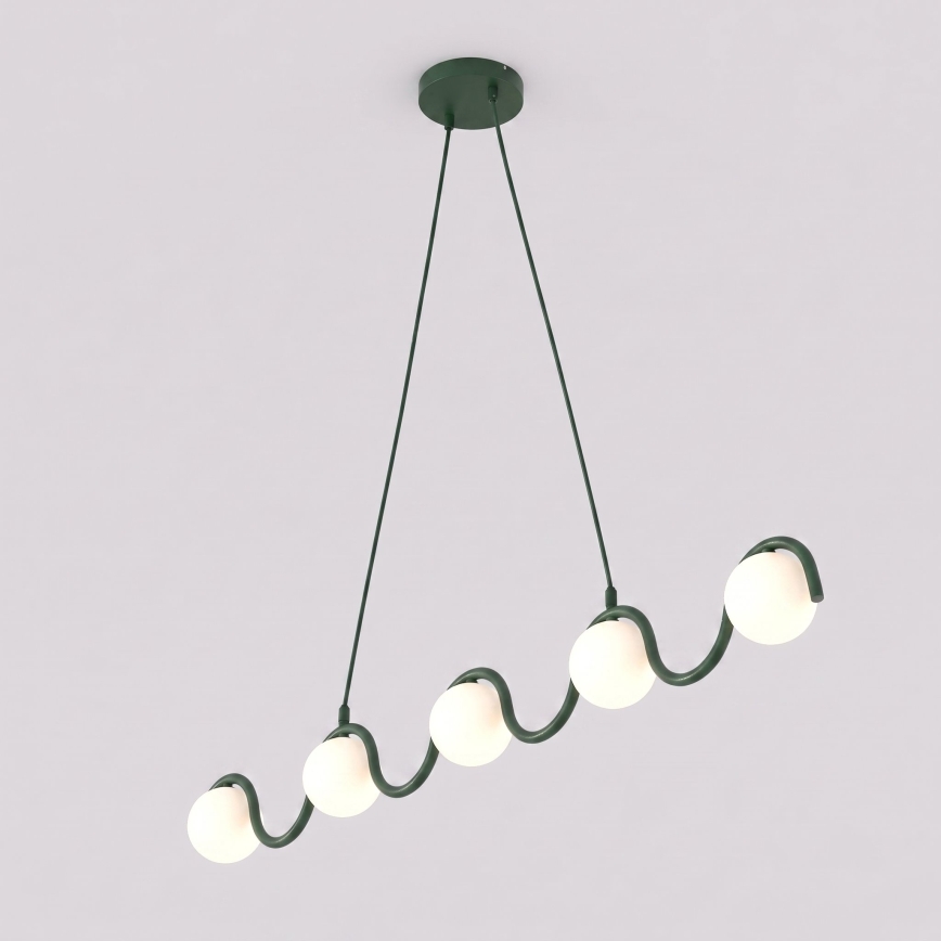 Lustr na lanku SINUS 5xG9/8W/230V zelená