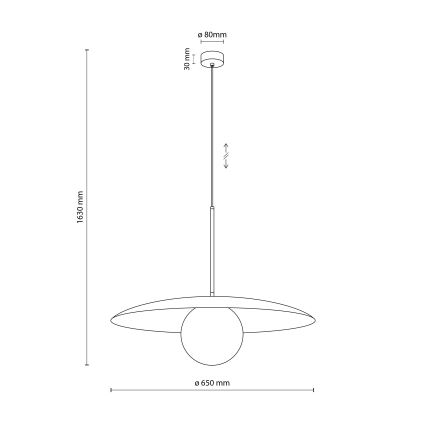 Lustr na lanku SLATE 1xE27/15W/230V pr. 65 cm černá