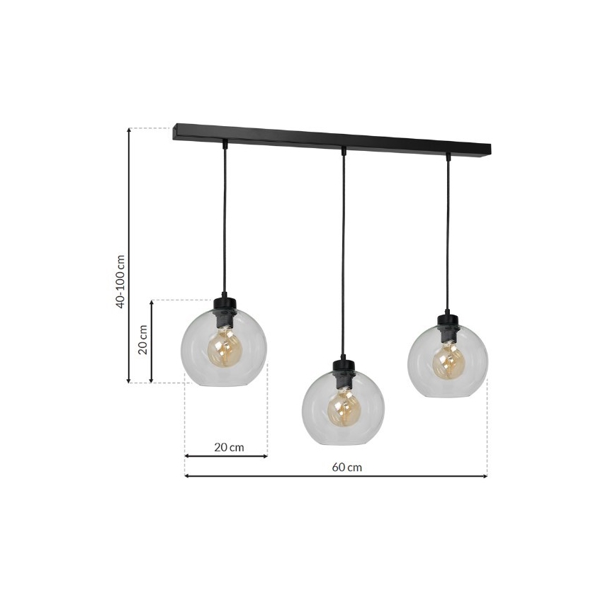 Lustr na lanku SOFIA 3xE27/60W/230V čirá