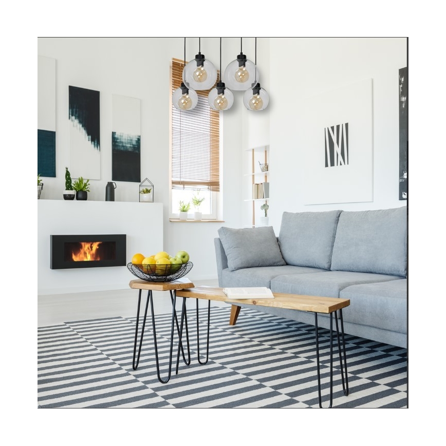 Lustr na lanku SOFIA 5xE27/60W/230V čirá