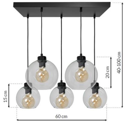 Lustr na lanku SOFIA 5xE27/60W/230V čirá