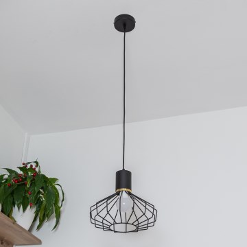 Lustr na lanku SOLANO 1xE27/15W/230V černá/zlatá