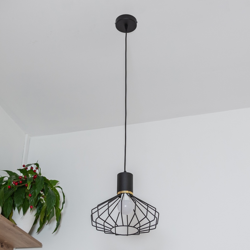 Lustr na lanku SOLANO 1xE27/15W/230V černá/zlatá