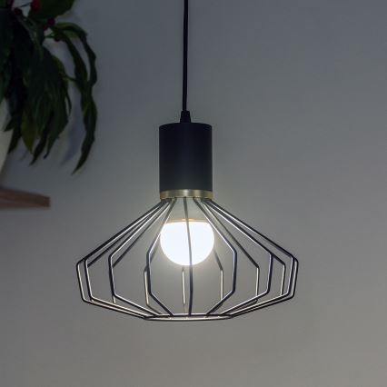 Lustr na lanku SOLANO 1xE27/15W/230V černá/zlatá