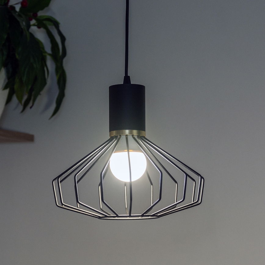 Lustr na lanku SOLANO 1xE27/15W/230V černá/zlatá