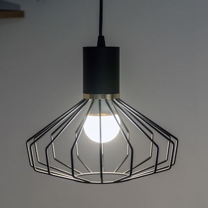 Lustr na lanku SOLANO 1xE27/15W/230V černá/zlatá