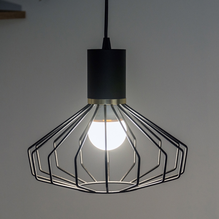 Lustr na lanku SOLANO 1xE27/15W/230V černá/zlatá