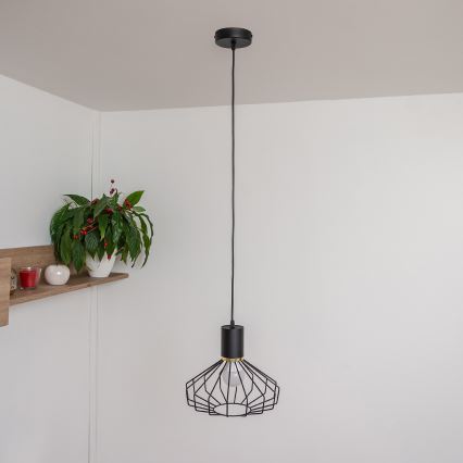 Lustr na lanku SOLANO 1xE27/15W/230V černá/zlatá