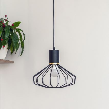 Lustr na lanku SOLANO 1xE27/15W/230V černá/zlatá