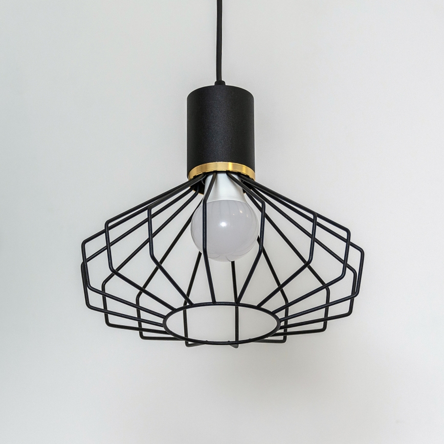 Lustr na lanku SOLANO 1xE27/15W/230V černá/zlatá