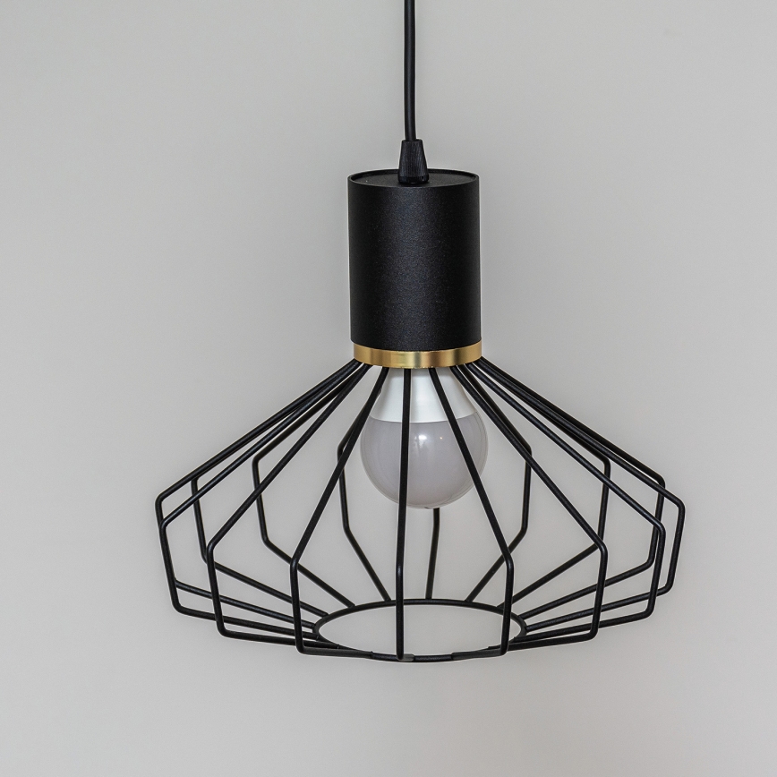 Lustr na lanku SOLANO 1xE27/15W/230V černá/zlatá