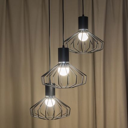 Lustr na lanku SOLANO 3xE27/15W/230V černá/lesklý chrom