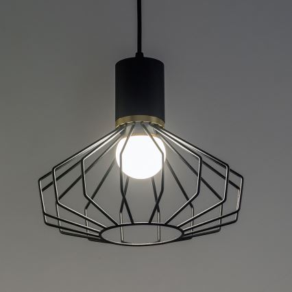 Lustr na lanku SOLANO 3xE27/15W/230V černá/zlatá