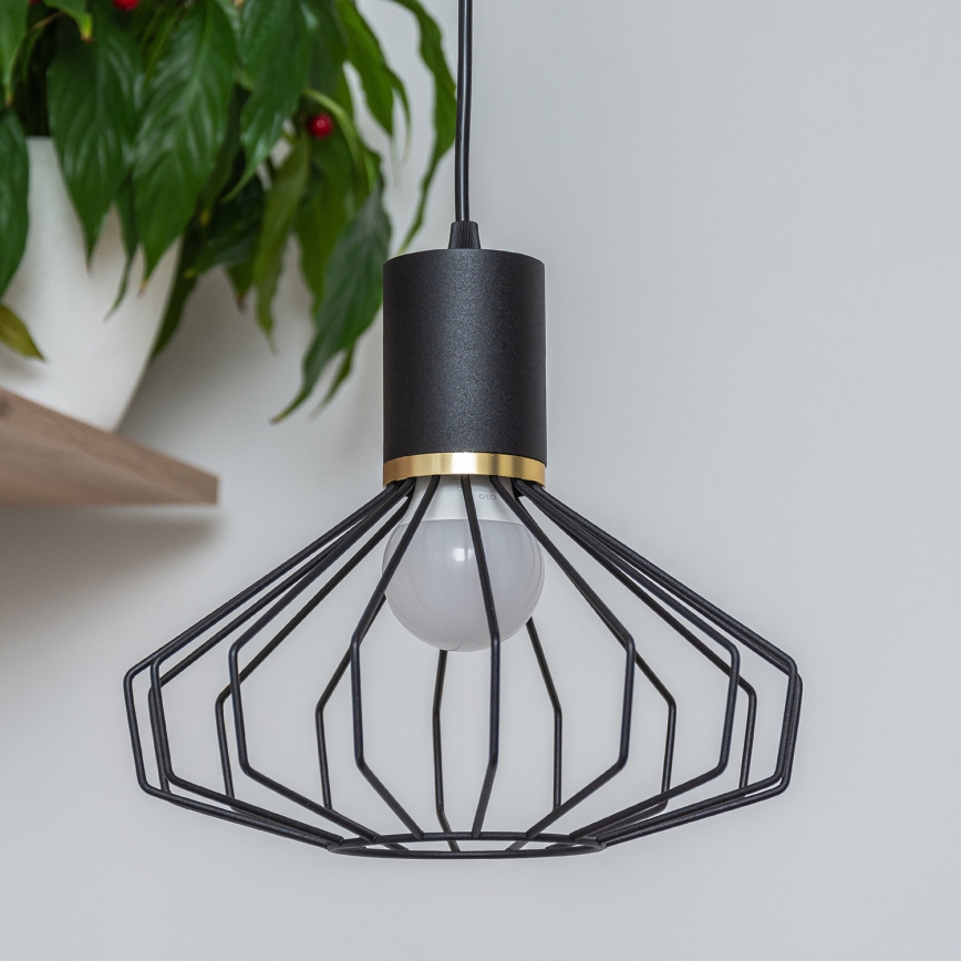 Lustr na lanku SOLANO 3xE27/15W/230V černá/zlatá