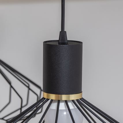 Lustr na lanku SOLANO 3xE27/15W/230V černá/zlatá