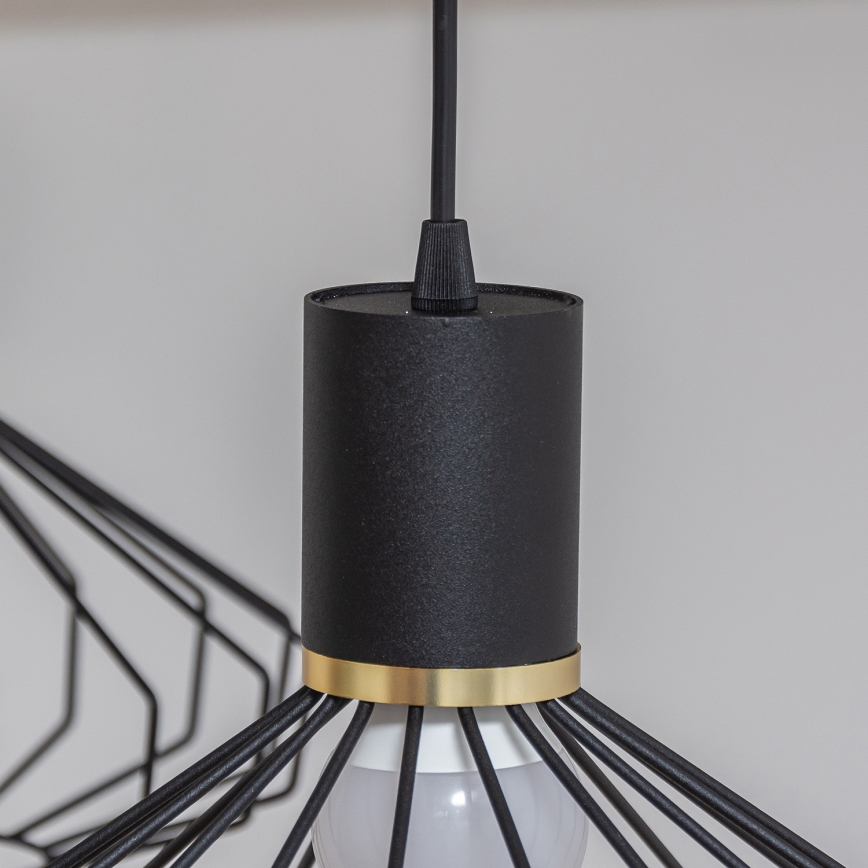 Lustr na lanku SOLANO 3xE27/15W/230V černá/zlatá