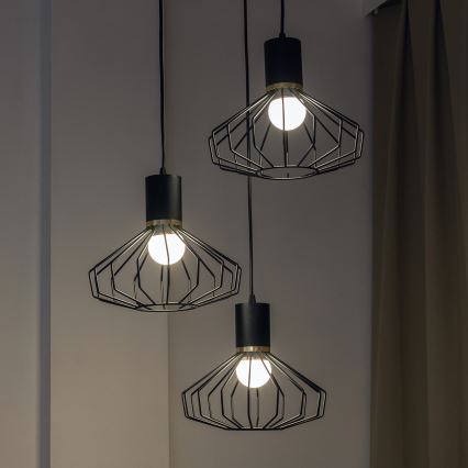 Lustr na lanku SOLANO 3xE27/15W/230V černá/zlatá
