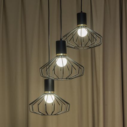 Lustr na lanku SOLANO 3xE27/15W/230V černá/zlatá
