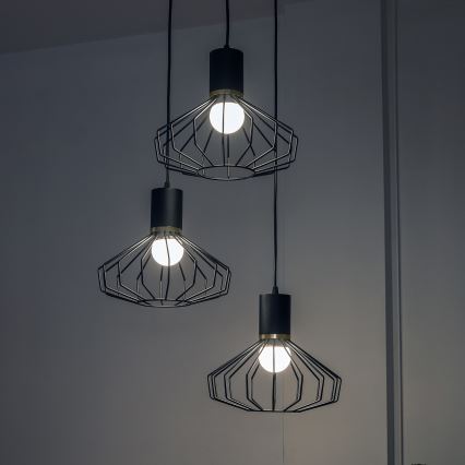 Lustr na lanku SOLANO 3xE27/15W/230V černá/zlatá