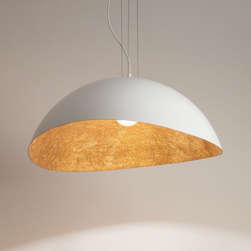 Lustr na lanku SOLARIS 1xE27/60W/230V pr. 48 cm bílá/měděná
