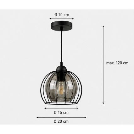 Lustr na lanku SOLO BLACK 1xE27/60W/230V