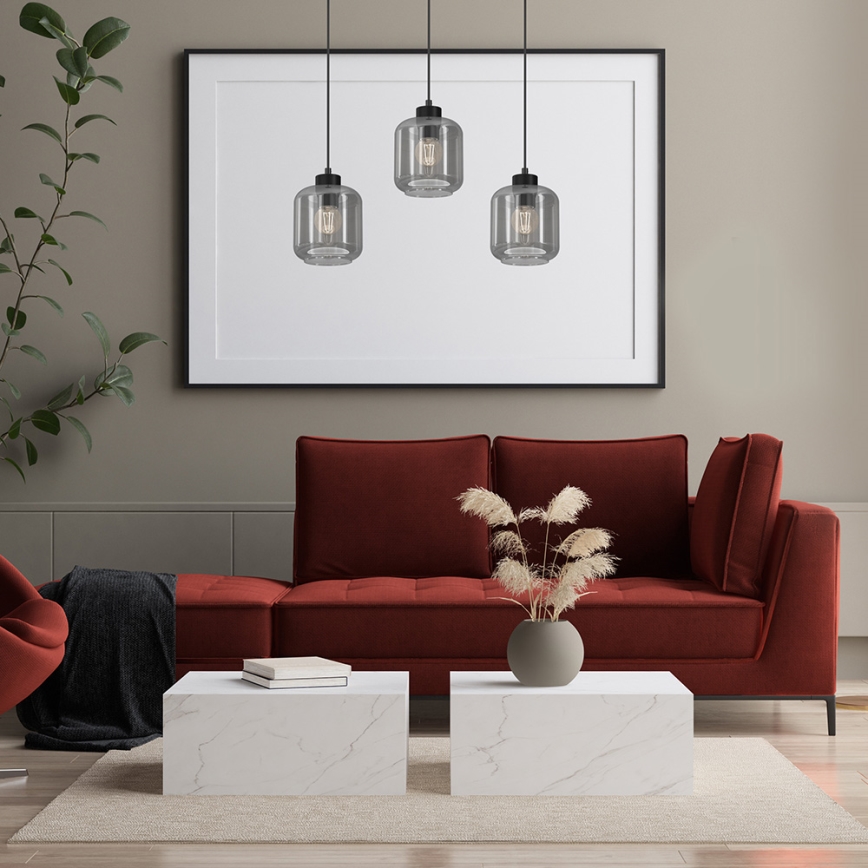Lustr na lanku SOMBRA 3xE27/60W/230V šedá