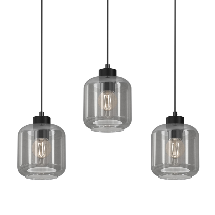 Lustr na lanku SOMBRA 3xE27/60W/230V šedá