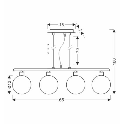 Lustr na lanku SOMUL 4xG9/20W/230V kouřová černá