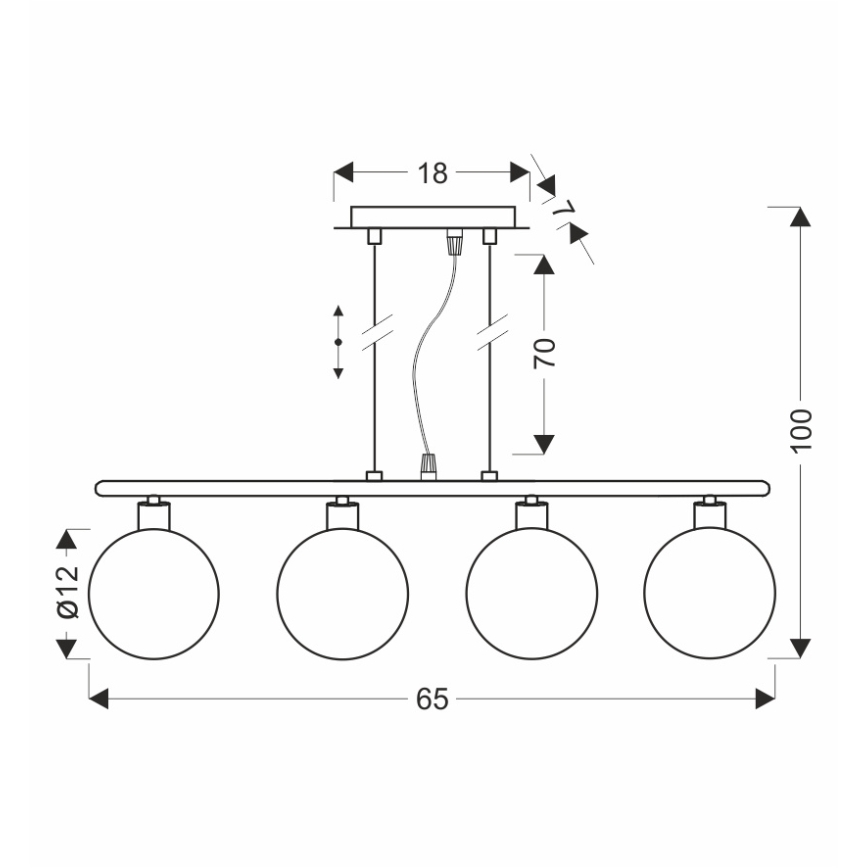 Lustr na lanku SOMUL 4xG9/20W/230V kouřová černá