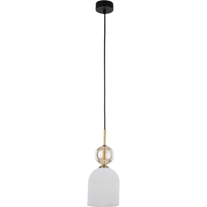 Lustr na lanku SOPHIA 1xE14/10W/230V černá/kouřová béžová/bílá